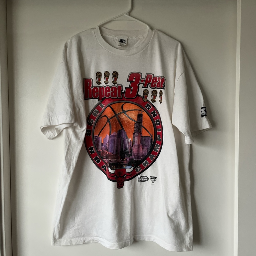 White NBA Repeat 3-Peat Graphic T-Shirt